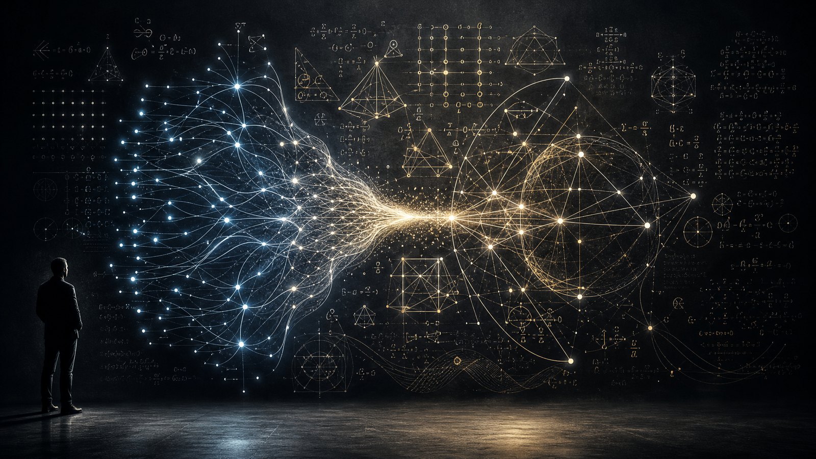 Imagen conceptual de colaboración entre inteligencia artificial y matemáticas avanzadas