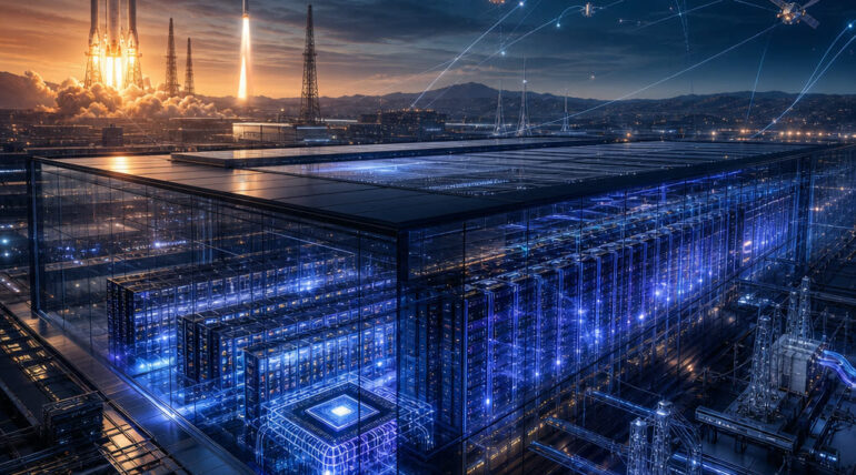 Imagen destacada generada con IA: Anthropic compra capacidad a SpaceX: la carrera de la IA ya se decide en energía, chips y centros de datos