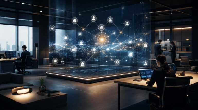 Empresa moderna construida alrededor de agentes de inteligencia artificial y datos conectados