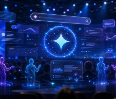 Conferencia tecnológica sobre Google I/O 2026, búsqueda con inteligencia artificial y Gemini