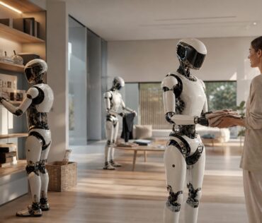 Robots humanoides colaborando en tareas domésticas